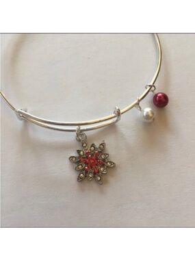 Red Sparkle Snowflake Charm Bracelet